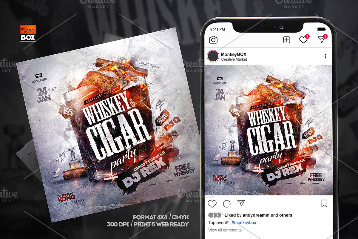 Cigar&Whiskey Party Flyer, a Flyer Template by MonkeyBOX (Photo 2 of 3)