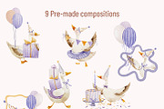 Fun Goose Birthday Party Clipart, an Object Graphic by NikiArts (Thumbnail 4 of 9)