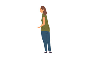 Overweight Woman Standing Back and, a Person Illustration by TopVectors