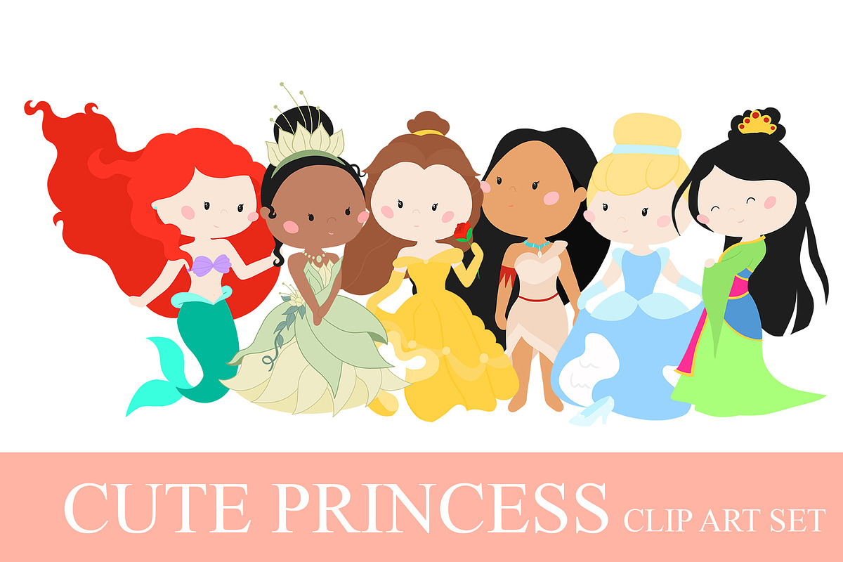 Cute Princess Clip Art Set, an Illustration by Nagore Rodriguez Design