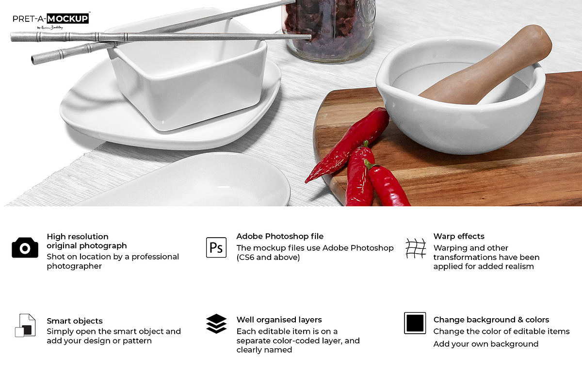 Ceramic Plate and Bowls Mockup, a Household Mockup by Pret-a-Mockup (Photo 2 of 9)