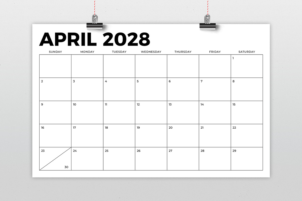 2028 11 x 17 Inch Calendar Template preview 2