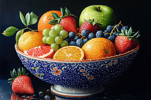 Vibrant bowl filled with assorted, a Photo by Pavel_design