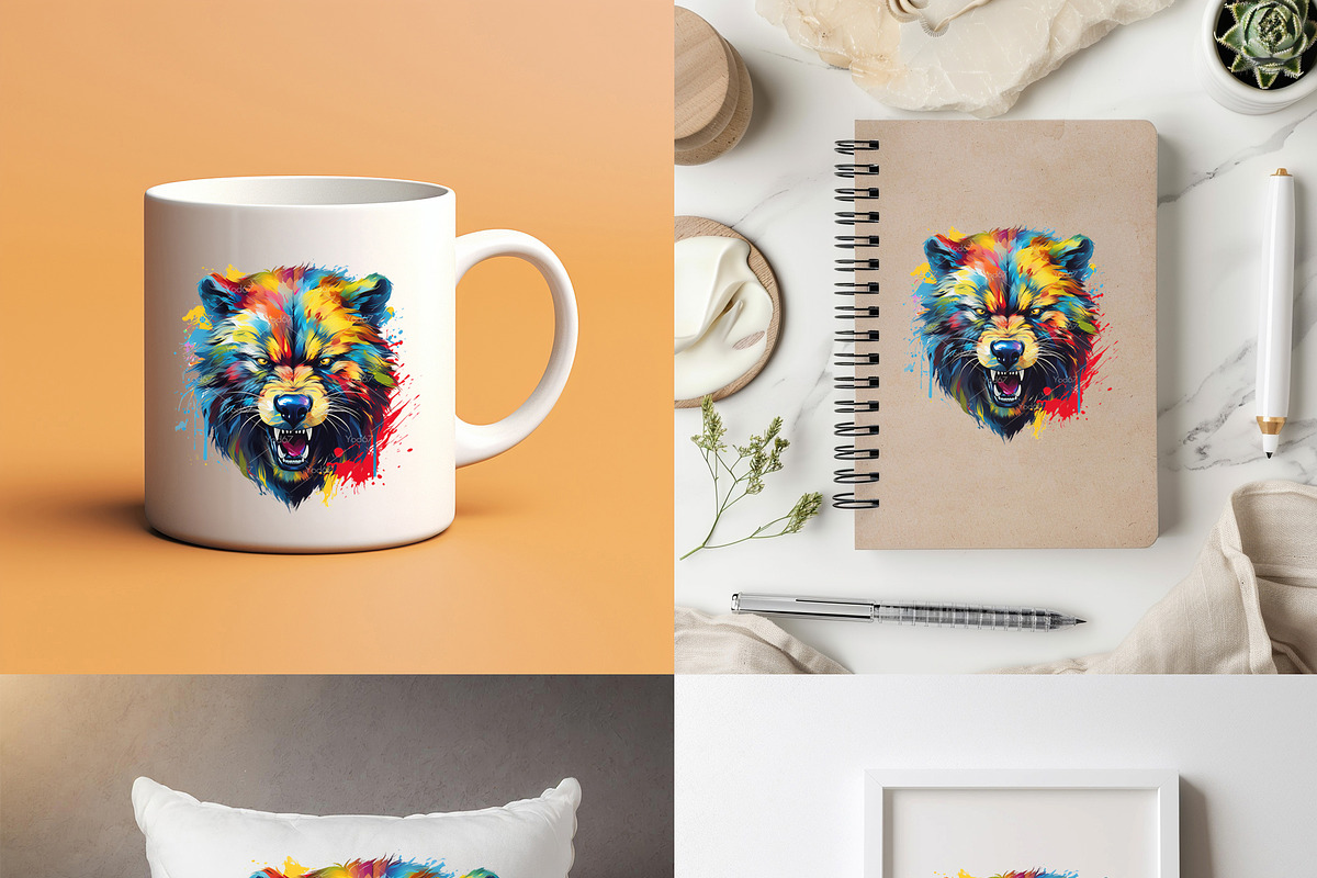 Colorful angry wolverine head., an Animal Illustration by yod67 (Photo 3 of 8)