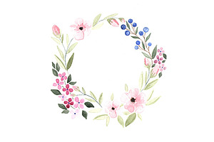 7 Watercolor Floral Wreath Frames