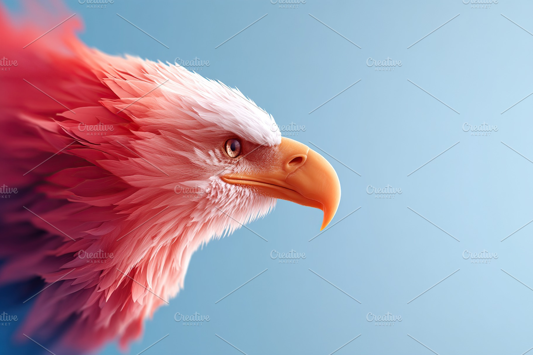 Majestic eagle displaying vivid colors against a blue background, an Animal Photo by AlyaAnd