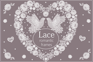 Wedding lace birds, heart shapes.