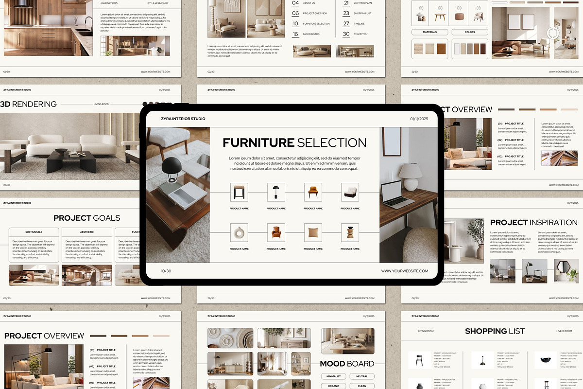 Interior Design Canva Presentation, a Presentation Template by Deb Creative Studio (Photo 1 of 9)
