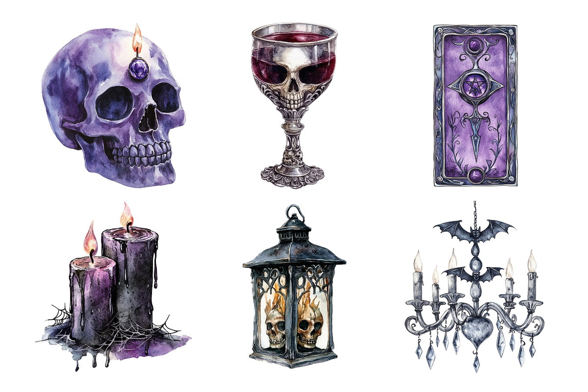 Black Purple Gothic Halloween Clipar, an Illustration by Daily.Designs (Photo 3 of 5)