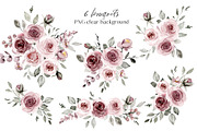 Dusty pink roses watercolor paint, an Illustration by Larisa Maslova (Thumbnail 2 of 8)