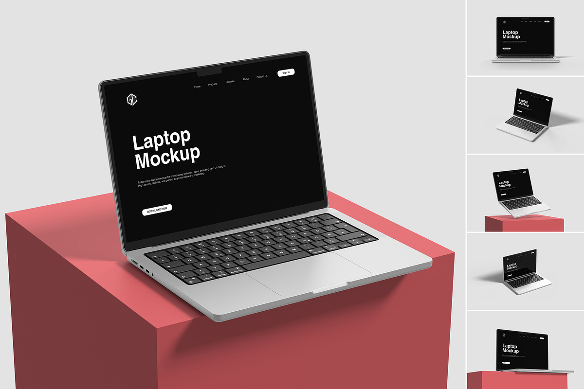 MacBook Pro 14-inch Mockup Set, a Mac Mockup by graphiccrew (Photo 1 of 8)