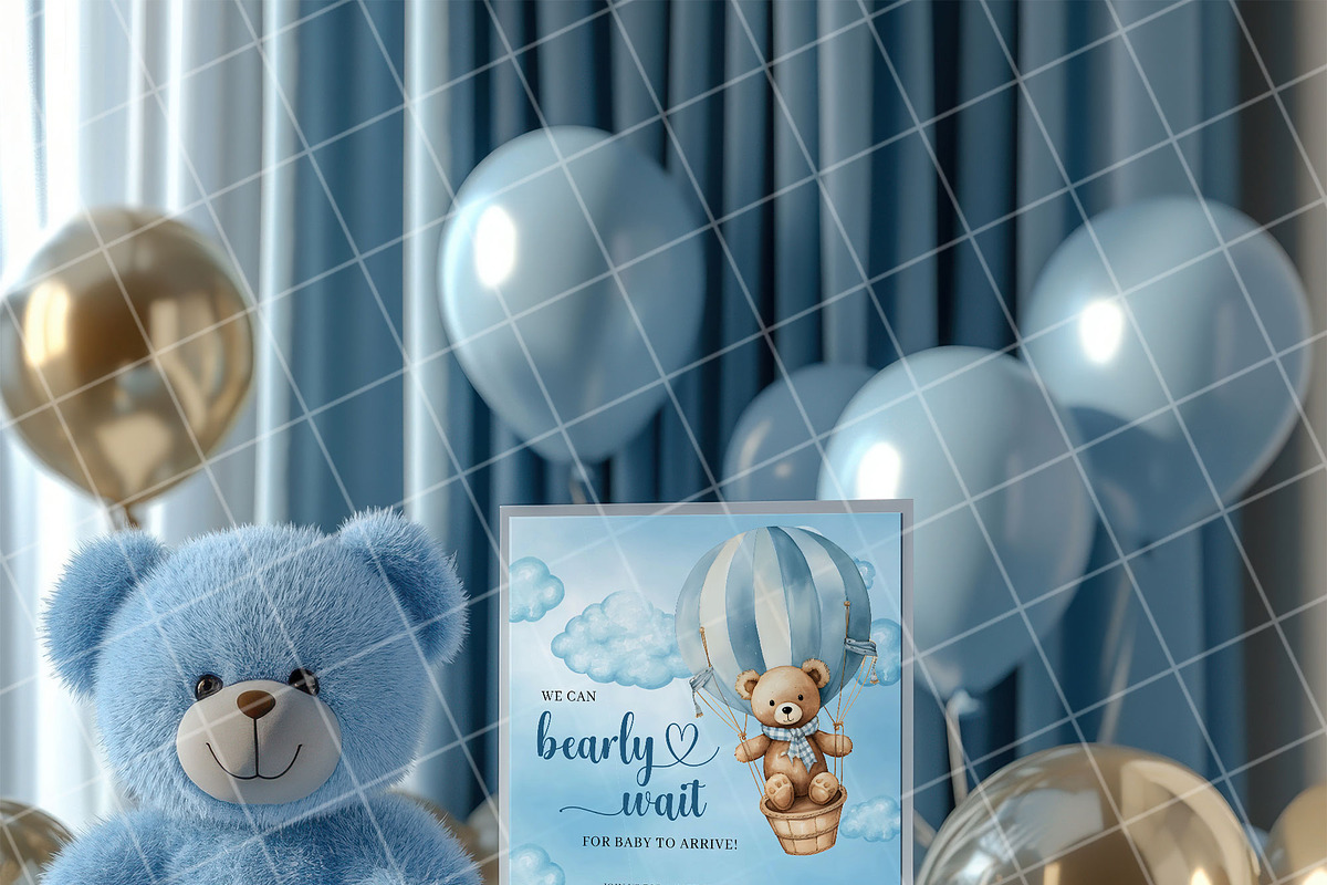 Boy baby shower invitation mockup PS, an Advertising Mockup by Blush Roses Print (Photo 7 of 8)
