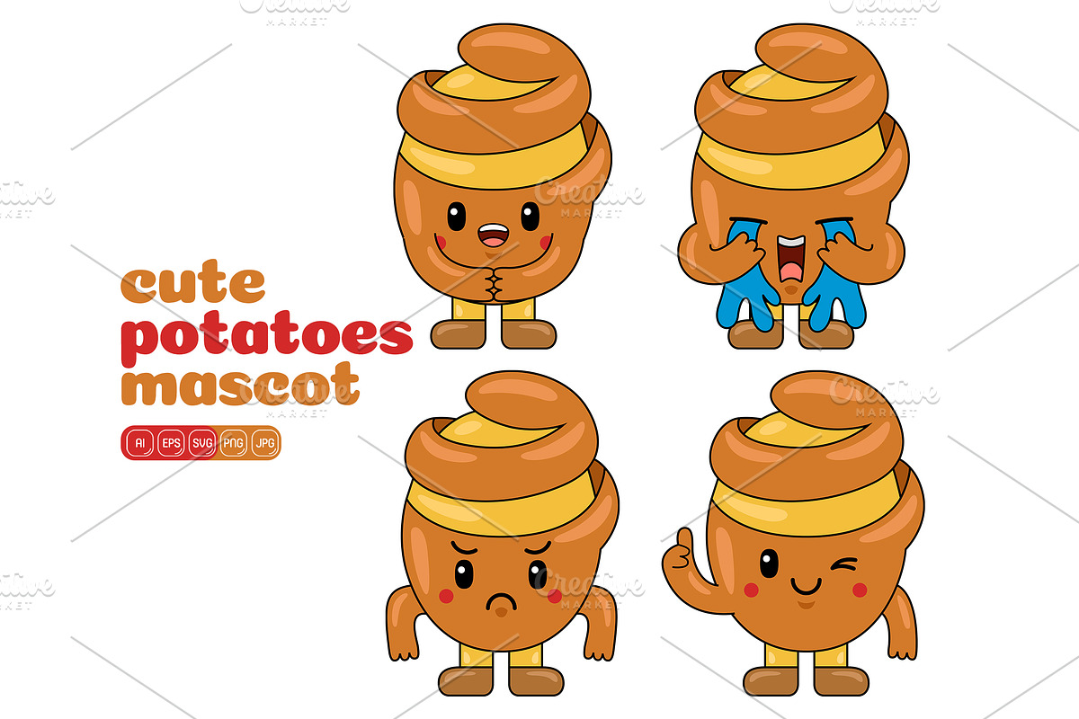 Potatoes Mascot Cartoon Vector Pack, an Illustration by MEDZ (Photo 3 of 5)