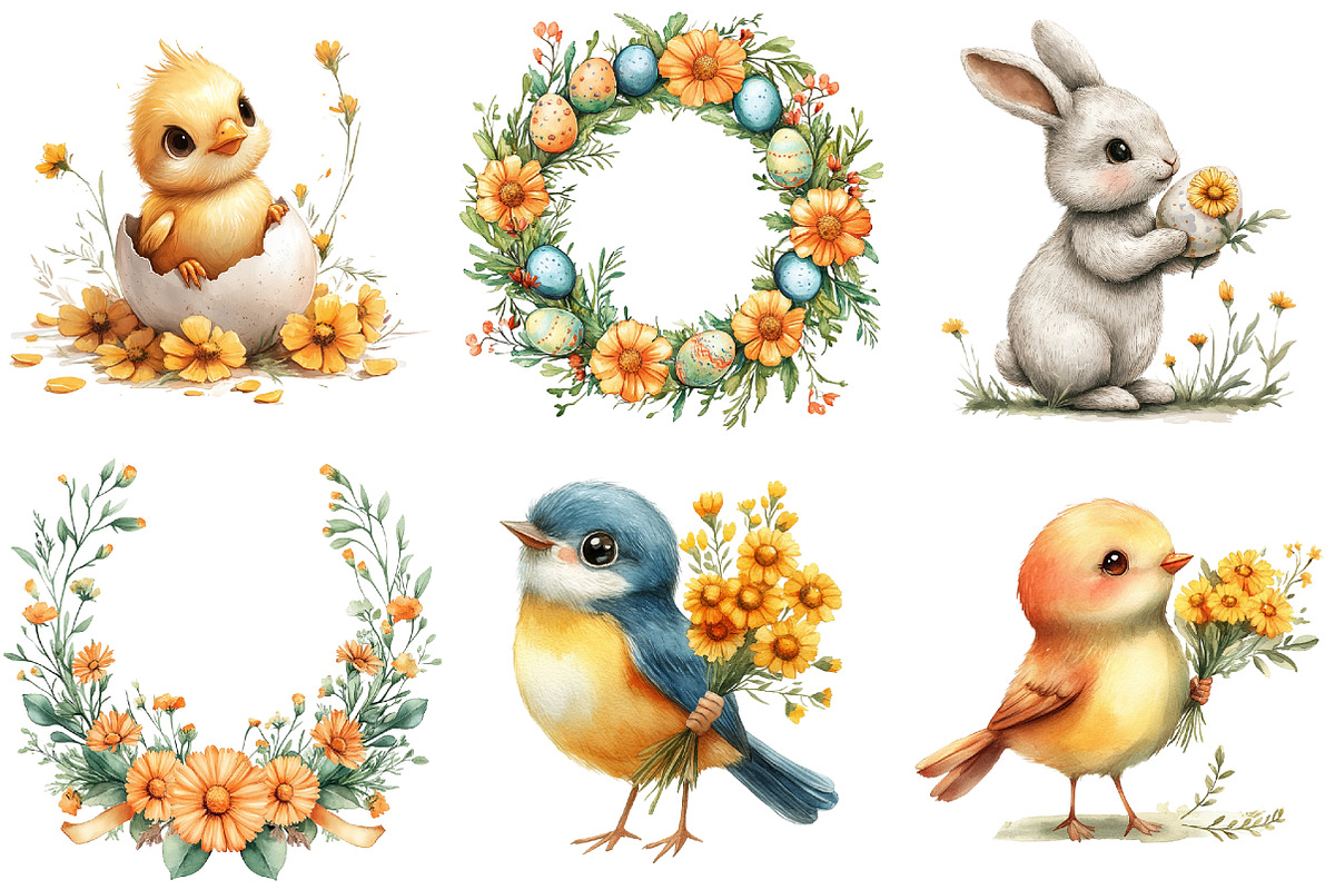 Marigold Easter Clipart, an Illustration by Watercolor design (Photo 3 of 5)