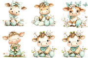 Whimsical Easter Cute Cow Clipart, an Illustration by Designking (Thumbnail 3 of 5)
