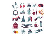 Winter Activities Vector Set, a Seasonal Illustration by Zonda (Thumbnail 4 of 13)