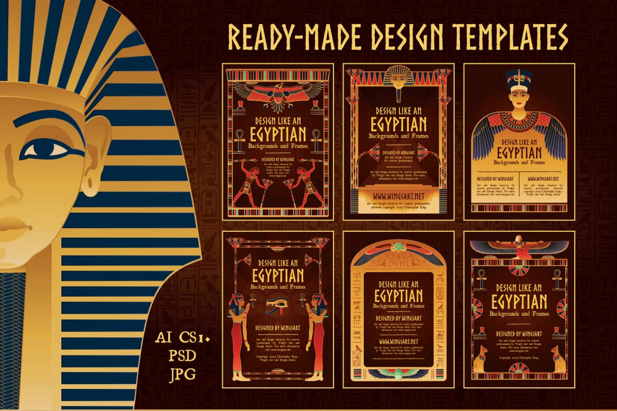 Egyptian Backgrounds and Frames, an Education Illustration by Wingsart Studio (Photo 2 of 5)