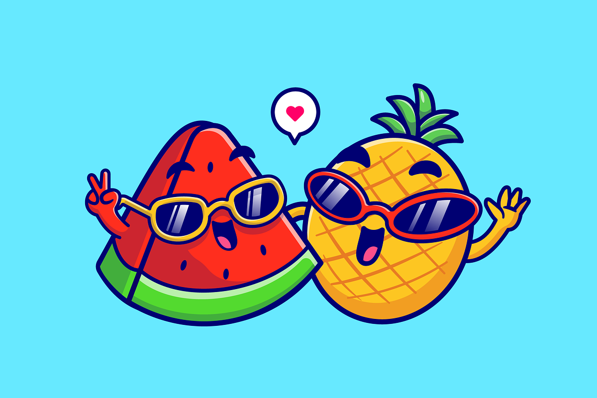 Cute Watermelon And Pineapple Friend, a Food Illustration by Catalyst Labs (Photo 2 of 3)