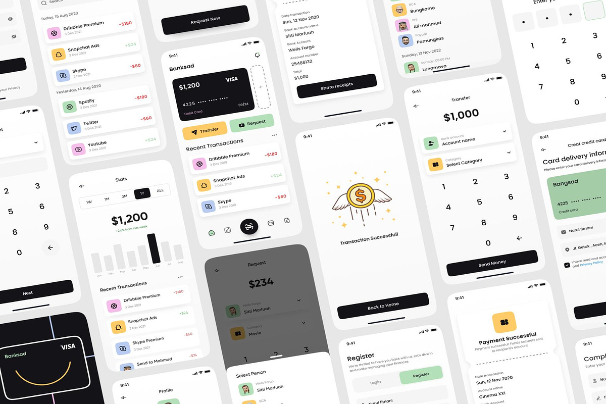 Banksad - Finance Mobile App UI Kit, an UI Kit Template by Creative Perspective (Photo 7 of 8)
