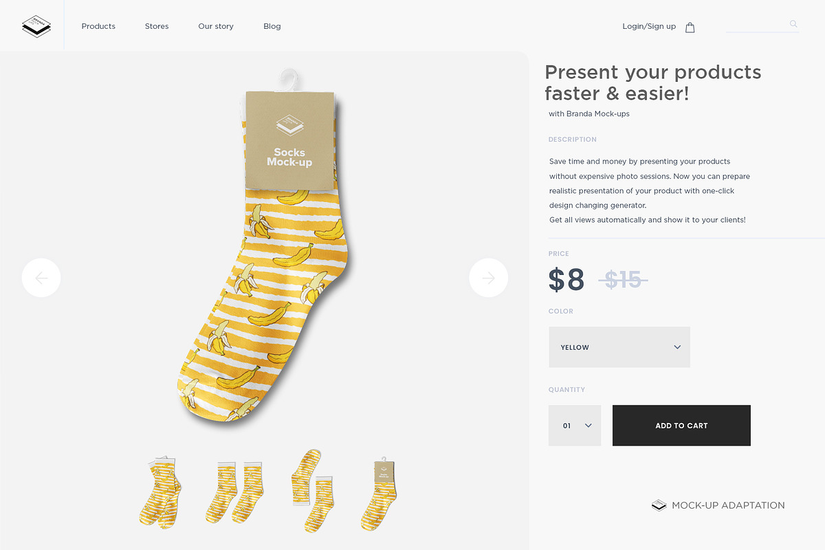 Mid Calf Crew Socks 2 Mock-up, a Packaging Mockup by Branda Keeps (Photo 12 of 17)