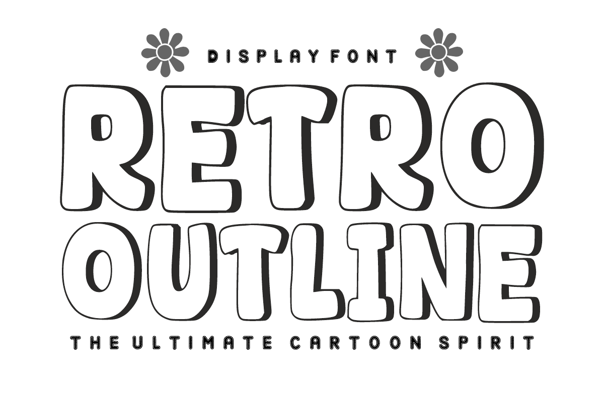 Retro Outline – Cartoon Outline Font, a Handwritten Font by KiddoGlyphs Studio (Photo 1 of 5)