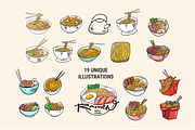 Ramen & Noodle Doodles Clipart, a Food Illustration by Oktyabr (Thumbnail 2 of 5)
