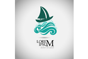 Logo sea and boat. Not AI, Vector, a Transportation Illustration by Nenahliadava Design