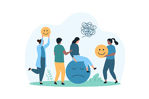 Mental health changes mood, a Person Illustration by Flashvector