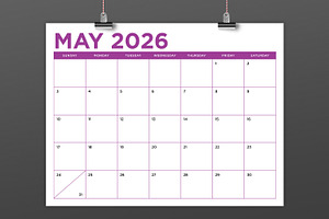 2026 Bold COLOR 8.5x11 Inch Calendar