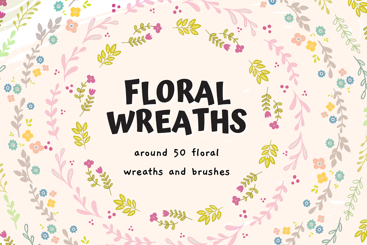 Floral vector AI wreaths and brushes, an Object Graphic by bigmomentsdesign (Photo 1 of 11)