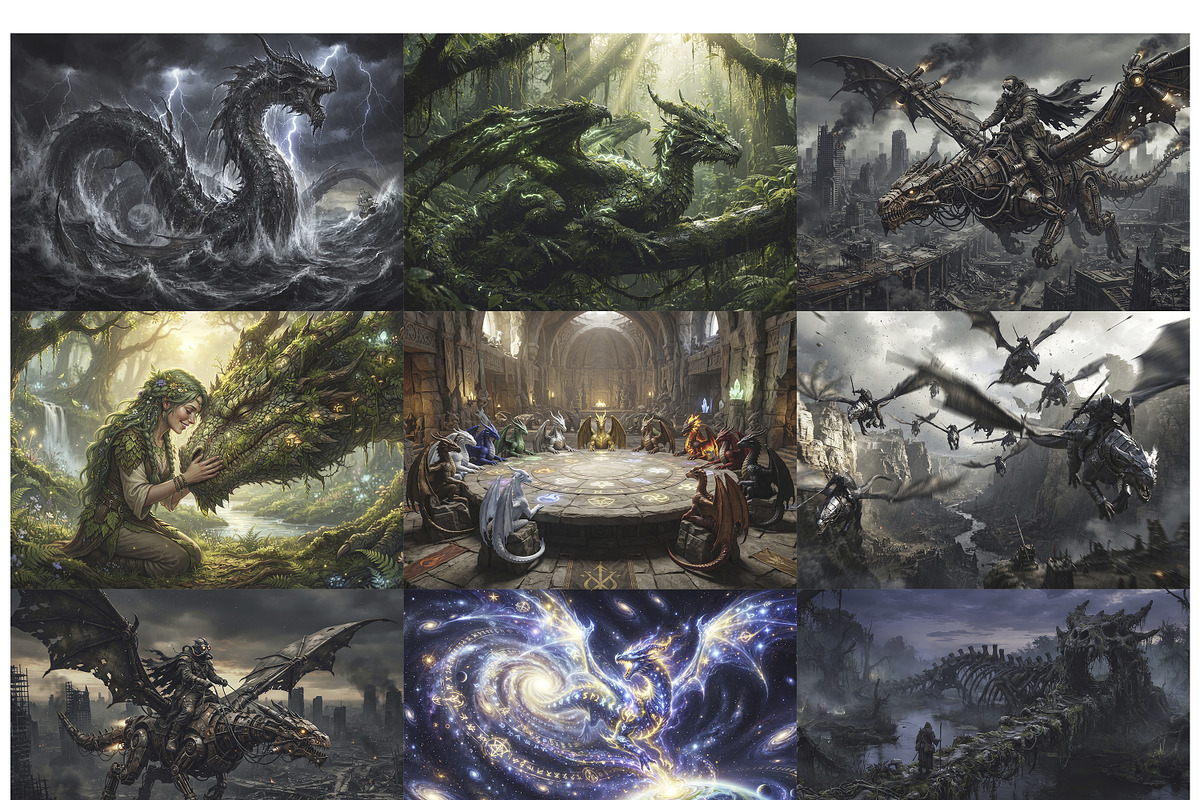 Epic Dragon Wall Art Set, a Decorative Illustration by Nadia Semyroz (Photo 4 of 8)