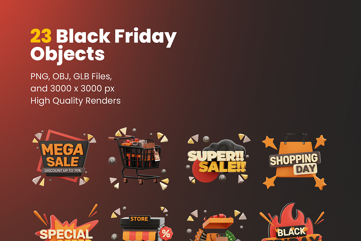 Black Friday 3D Icons, an Object 3D Model by Rakata Studio (Photo 7 of 7)