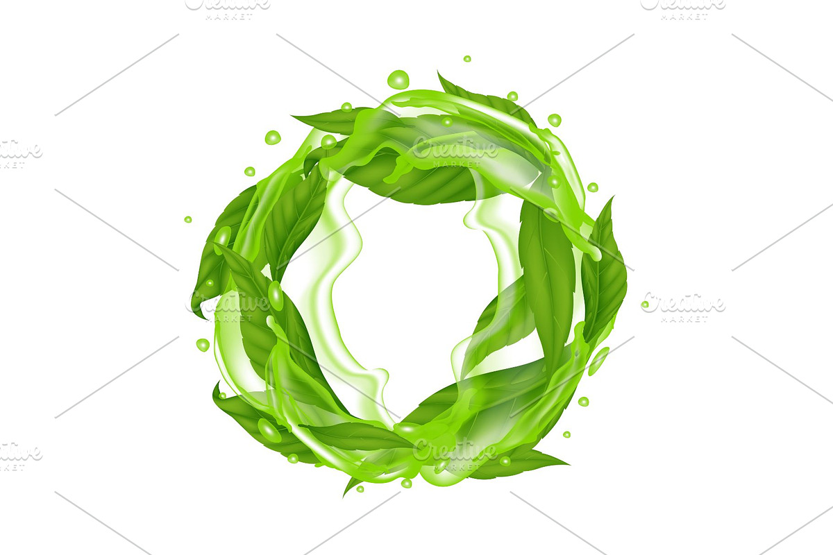 Green Tea Leaf With Water Splashes, a Food Illustration by Stellalunarts (Photo 2 of 4)