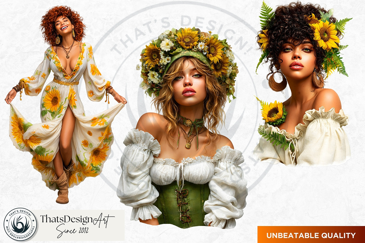 Sunflower Beauties Complete Cliparts, a Person Illustration by ThatsDesignArt (Photo 4 of 16)