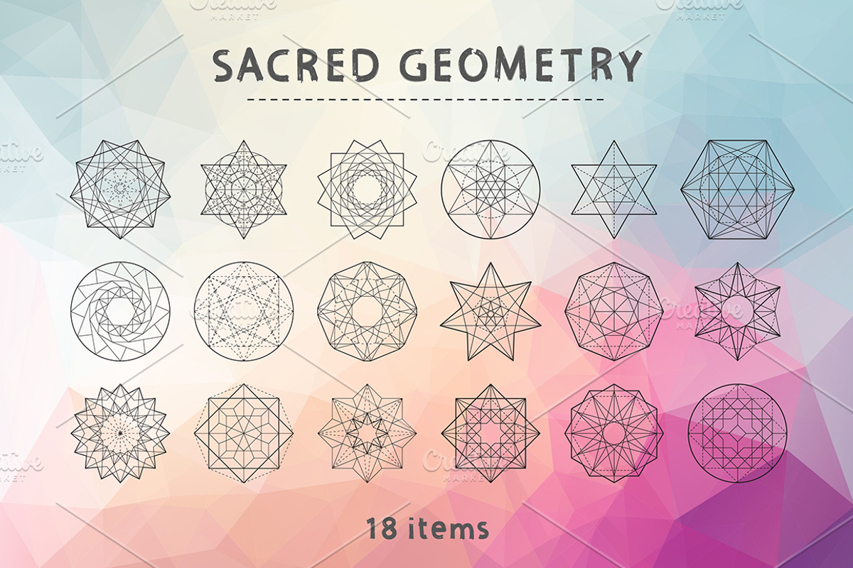 Vector Sacred Geometry 18 Items, an Illustration by Moo Graphics (Photo 1 of 4)