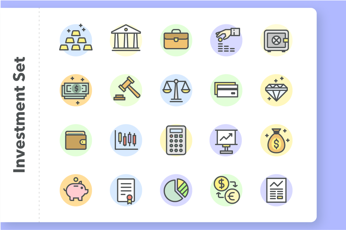 Investment and Finance Icon Set, a Graphic by Okodesign Market (Photo 1 of 3)