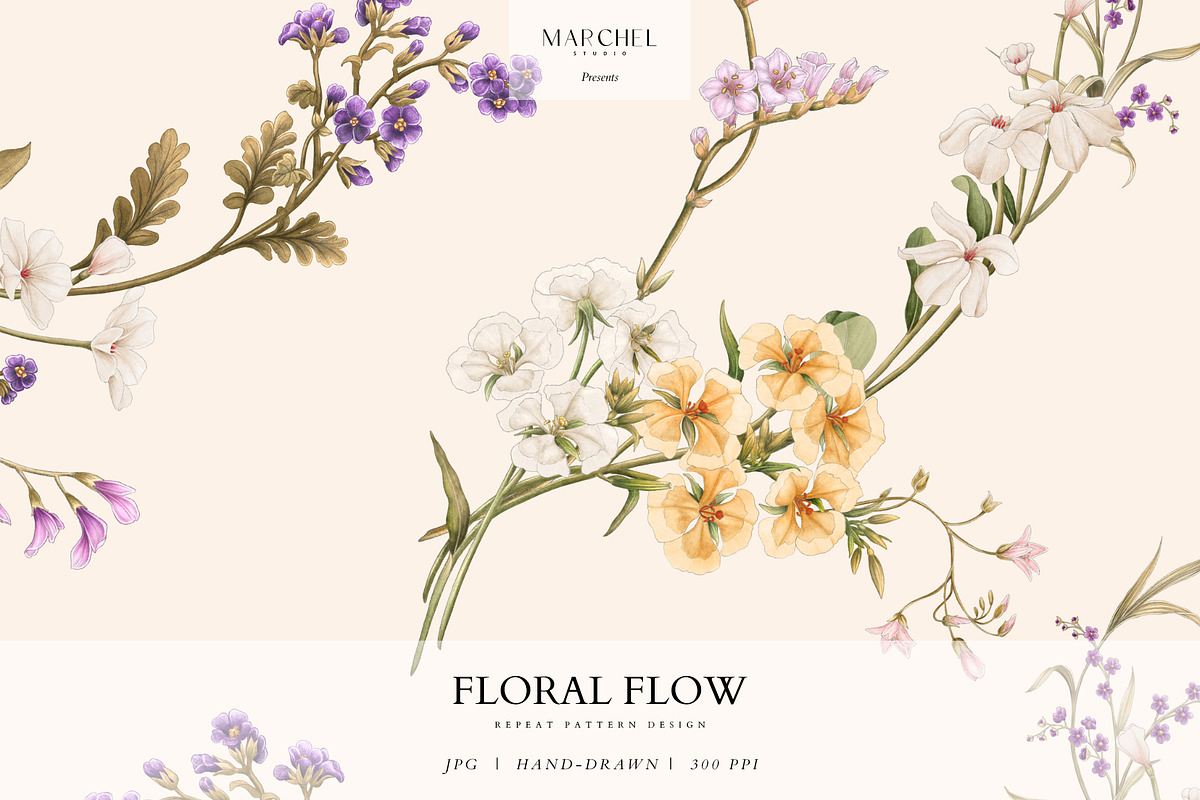 Floral Flow, Romantic Repeat Pattern, a Pattern Graphic by Marchel Studio (Photo 1 of 4)