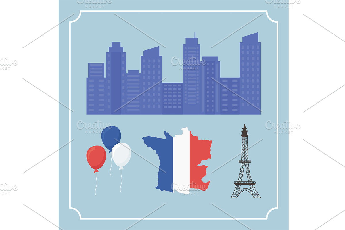 france stuff icons, an Illustration by studiogstock