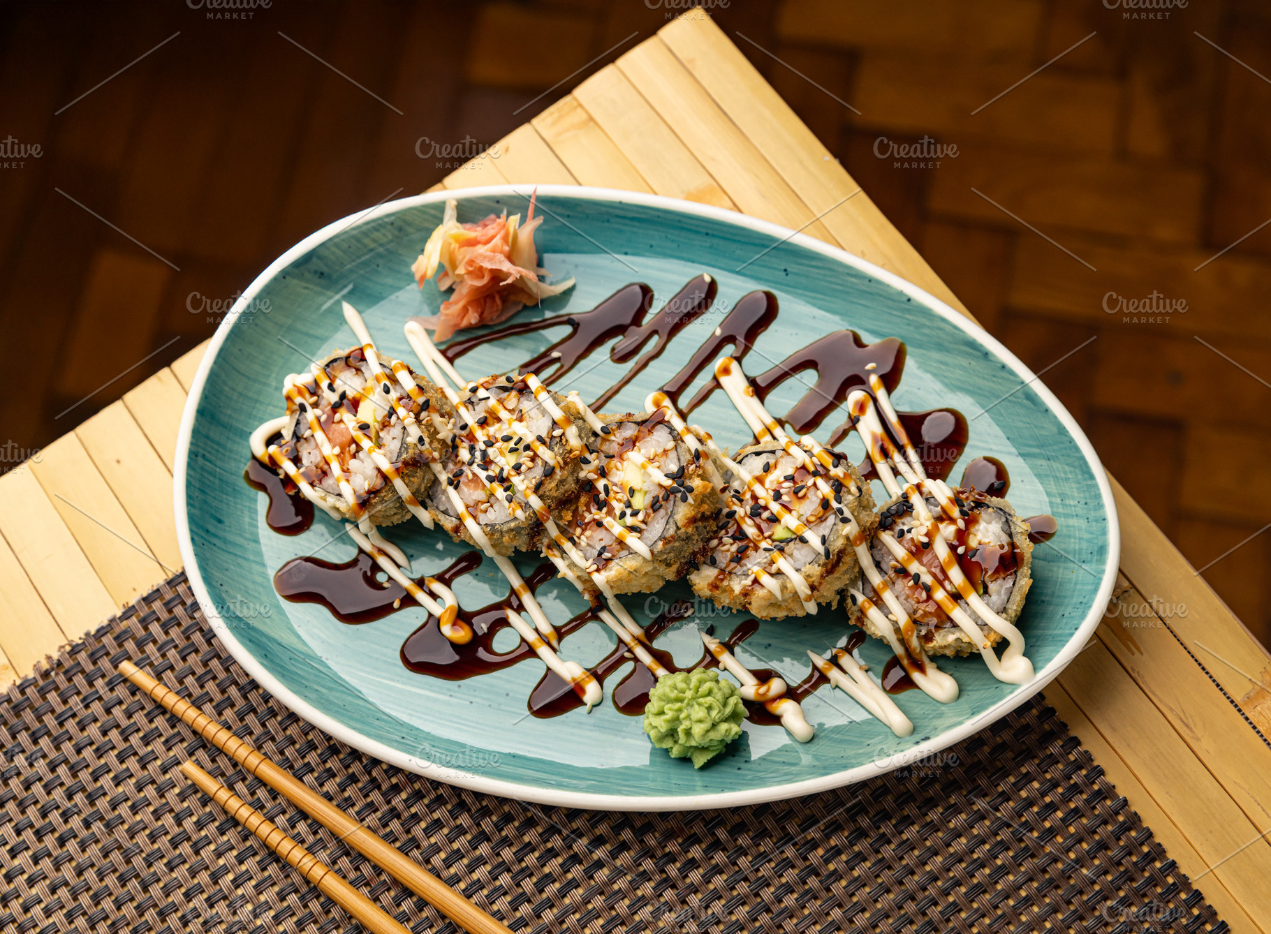 Tempura sushi roll, a Photo by Grafvision photography