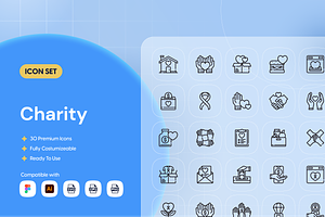 Outline Charity Icon Set, an Outline Icon by Nathaya Studio
