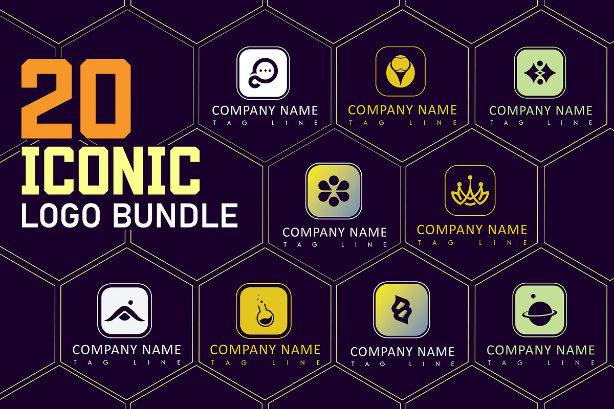 20 Iconic Logo Bundle, a Branding & Logo Template by CraftingStudio (Photo 1 of 12)