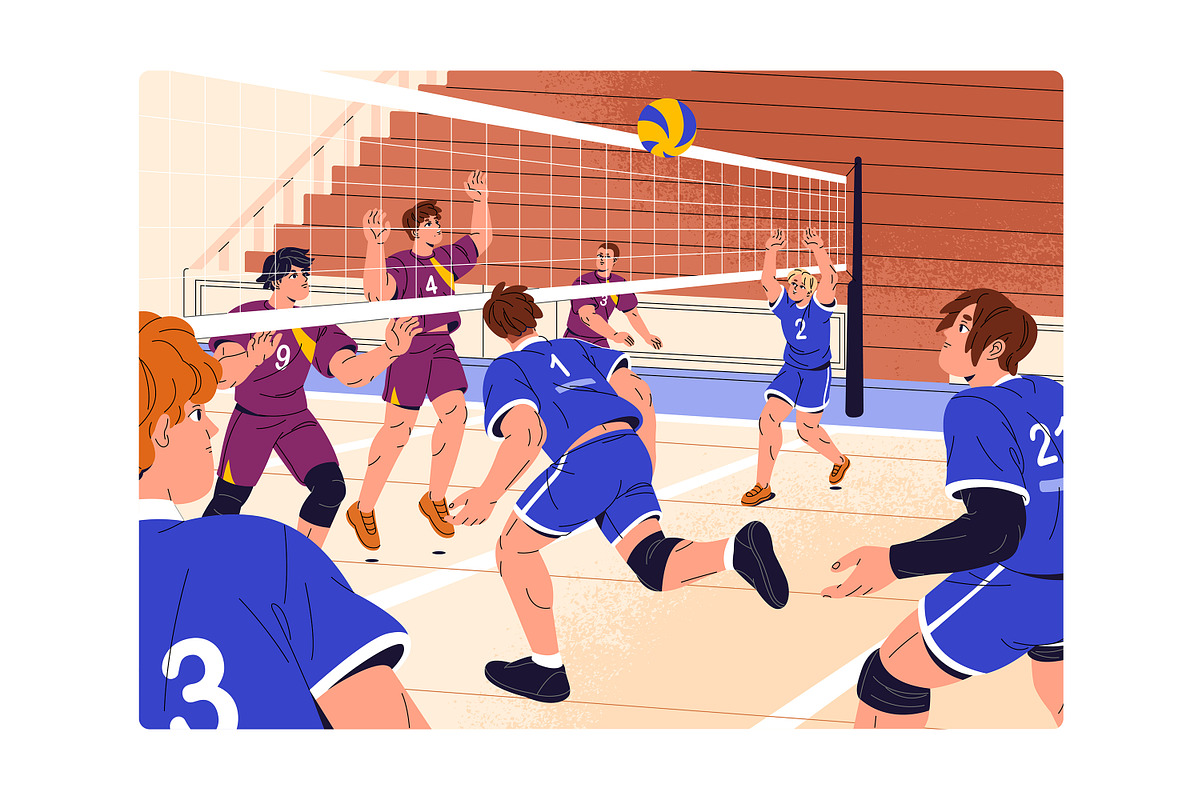 Volleyball players, sports game set, a Sport Illustration by PaperTrident (Photo 2 of 7)