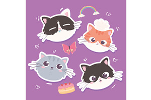 cute faces kitty, an Animal Illustration by studiogstock