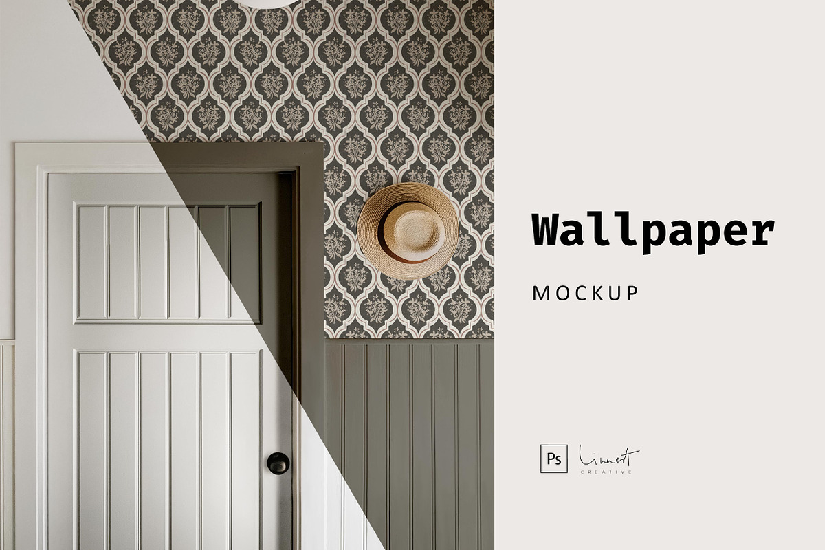 Vintage Farmhouse Wallpaper Mockup, a Household Mockup by LinnestCreative (Photo 1 of 5)