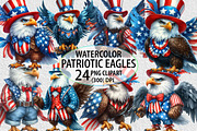 Watercolor Patriotic Eagles Clipart, an Animal Illustration by Craft Nest (Thumbnail 1 of 4)