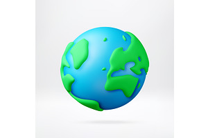 3D earth globe with blue ocean and, an Illustration by Abscent