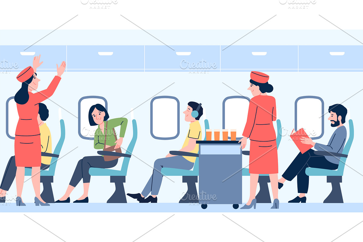 People in plane. Boarding complete, a Transportation Illustration by LadadikArt