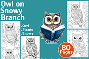 Owl on Snowy Branch Coloring Pages, an Animal Illustration by martinblan (Thumbnail 1 of 4)