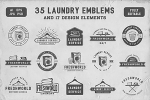 Set of Vintage Laundry Emblems