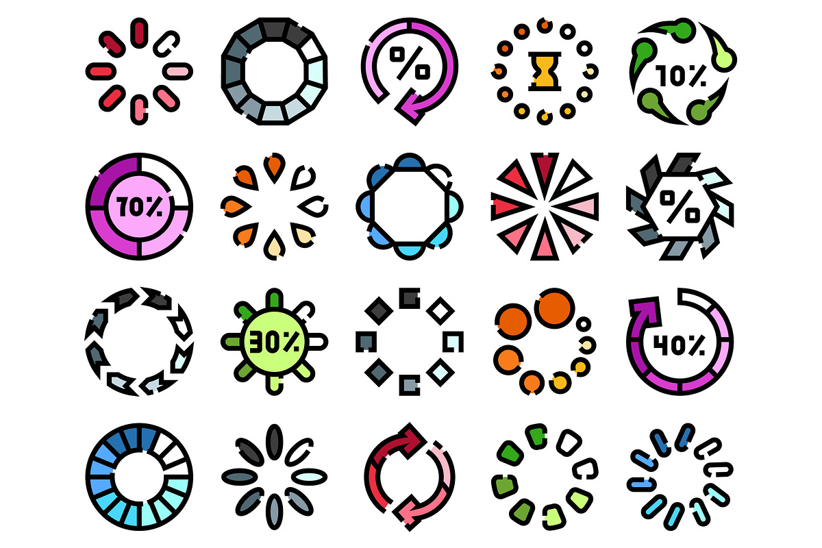 Set of loading icons and progress, an Object Graphic by pikepicture (Photo 2 of 3)